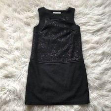 ann taylor loft boiled wool sequin shift black
