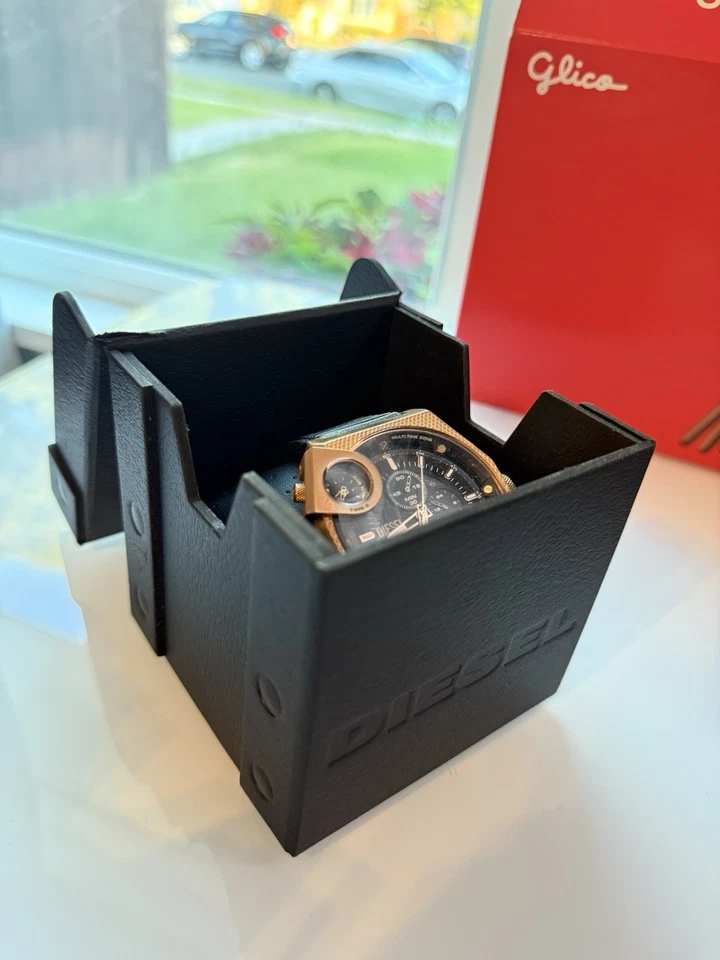 RELOJ DIESEL HOMBRE SIDEHOW CRONÓGRAFO CUERO NEGRO DZ7475 Nuevo Oro Rosa Foto 4 de 4