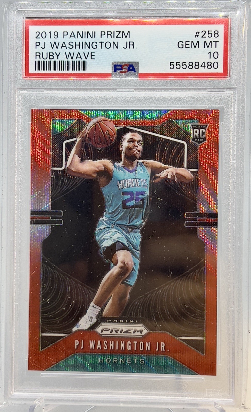 2019 Panini Prizm PJ Washington Jr Rookie RC Ruby Wave Prizm #259 PSA 10