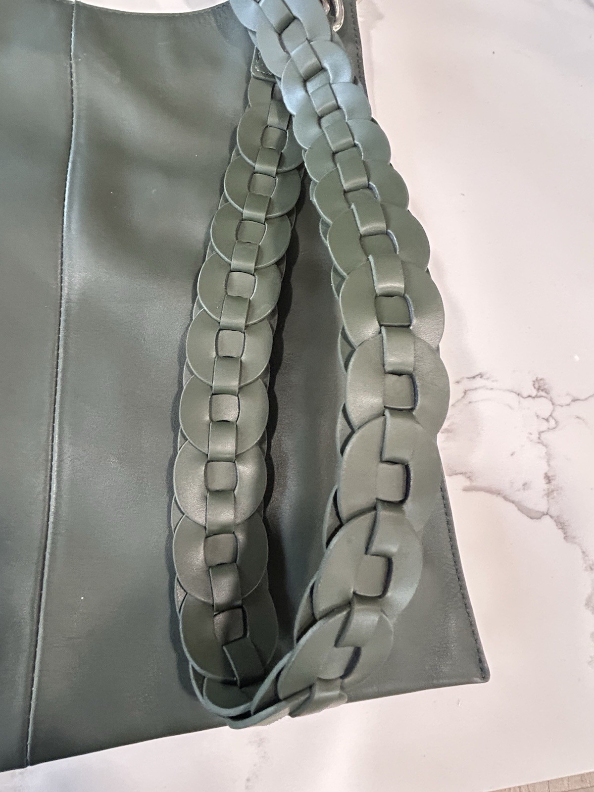 Ted Baker Solid  Olive Leather Crossbody Braidea … - image 5