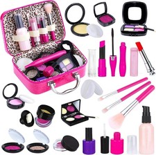 Pretend Makeup Kit for Girls Kids Play Set with Cosmetic Bag Age 3 Not Real