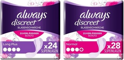 Always Discreet Inkontinenz Slipeinlagen Long Plus und Normal starker Schutz Set