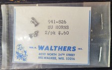 WALTHERS, 941-826, MU HORNS, CAST METAL, UNPAINTED, 2 PAIR, HO, VINTAGE