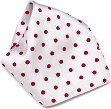 WHITE with RED Polka Dots Handkerchief Pocket Square Hanky Men'S Handkerchiefs