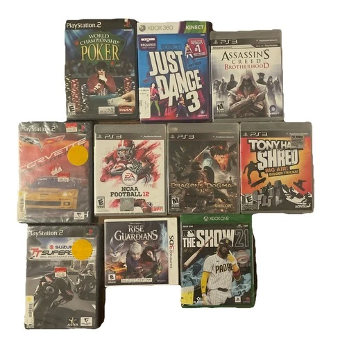 Video Game lot of 10 all new factory sealed ps3 assasins creed dance 3ds