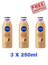 3 X 250ml NIVEA Body Lotion Cocoa Nourish 48H Moisture Pure Hyaluron Dry Skin