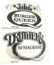 DRUTHER'S RESTAURANT / BURGER QUEEN 1970'S VARI-VUE LENTICULAR NOS MINT