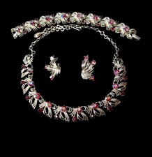 Vintage Coro Red AB RHINESTONE PARURE SET