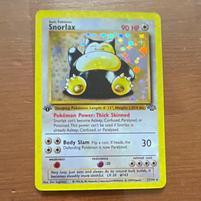 Pokémon TCG Snorlax 11/64 Jungle Holo Rare EN 1999 90 KP Vintage