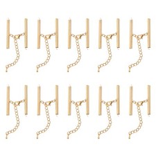 20Sets Slide on End Clasps, 40mm Tube Slider Crimp Cord Ends, Light Golden