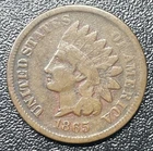 1865 Indian Head One Cent Penny 1c Fancy 5 VG Very Good Better Date