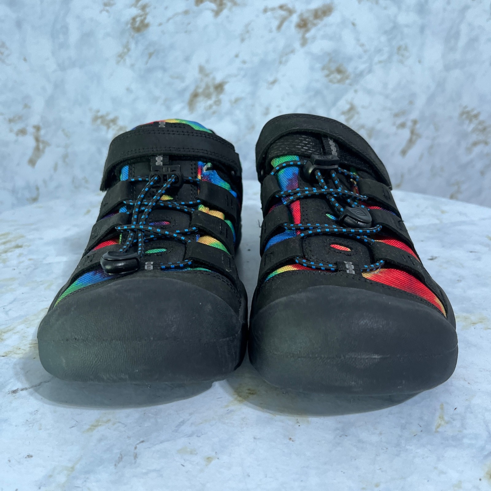 Scarpe Keen Newport giovani bambini taglia 5 nere colorate slip on tie dye sandalo outdoor