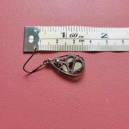 Silver tone drop dangle earrings teardrop hook blue pre-owned 3.5cm - Picture 2 of 2