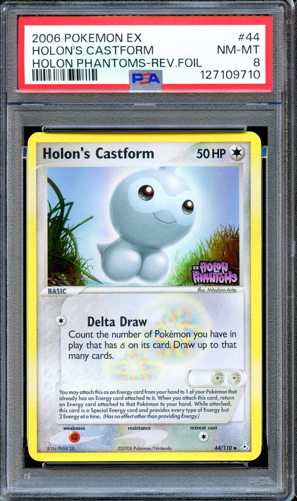 PSA 8 Holon's Castform 44/110 Reverse Foil Stamped Holon Phantoms Pokemon Card