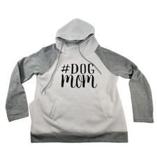 Dog Mom Hooded Sweatshirt White Gray Double Hood Womens Large See Description