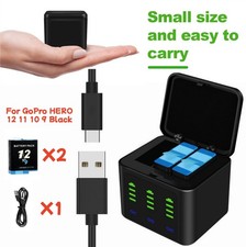 3-Channel Battery Charger 2 2000mAh Batties For GoPro HERO 12/11/10/9 Black
