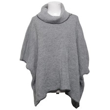 Poncho, Größe: ONE SIZE, Grau/Weiß, Acryl/Alpakawolle/Viskose, Musterstrick #xYu