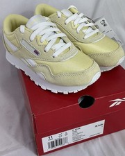 Reebok Classic CL Nylon Kids US 11 Yellow White Athletic Shoe New in Box