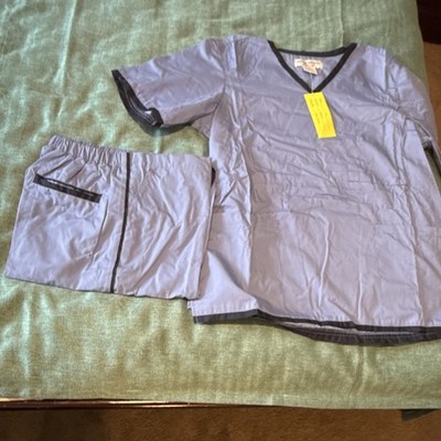 Natural Uniforms Unisex Medical Scrub Set Top & Pants Solid Gray Size M