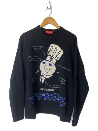 Pull tricot Supreme (laine moyenne épaisse noire 22AW Doughboy occasion