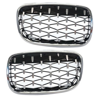 ABS Front Kidney Grille Diamond Style Grill Chrome Fit For BMW X5 E70 E71 E72 -
