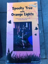 NEW IN BOX 4 FOOT SPOOKY TREE W/ ORANGE OR PURPLE LIGHTS PROP HAUNTED decor