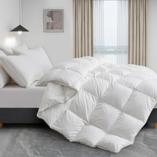 Fluffy Twin Goose Down Comforter - All Season White Duvet Insert