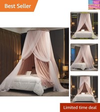 Luxurious Bed Canopy for Girls  Adults - Double Layer Princess Canopy with L...