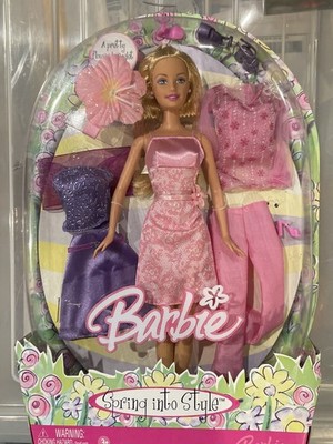 NEW SPRING INTO STYLE PINK PURPLE BLONDE BARBIE 2005 MATTEL OUTFITS SHOES DOLL