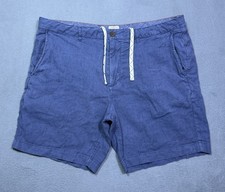 Faherty Shorts Mens 36 Blue Linen Organic Cotton Drawstring Athleisure Golf Dad