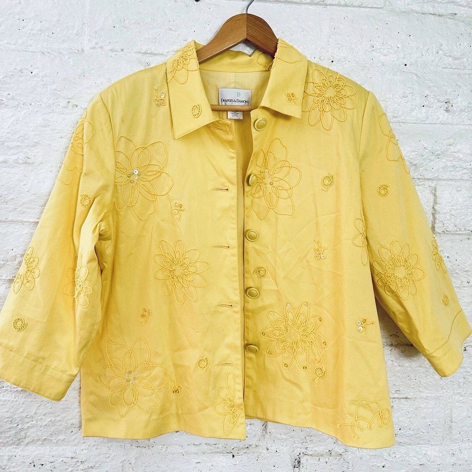 Drapers & Damon Yellow Button Blazer Jacket Size  L - Изображение 2 из 4