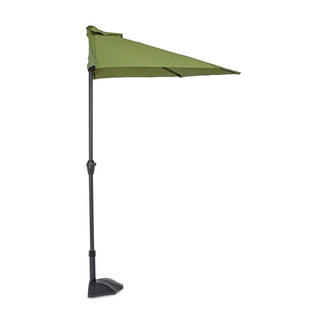 Ombrellone Da Parete Balcone Salvaspazio Mezzaluna Semicircolare Parla 145x285x252cm Verde Con Base