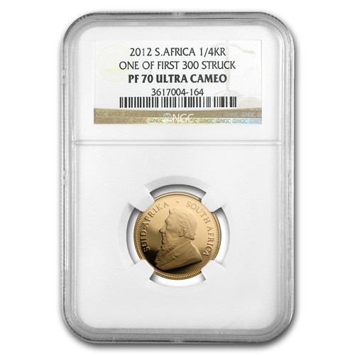 2012 S. Africa 1/4 oz Gold Krugerrand PF-70 NGC (1st 300 Struck)
