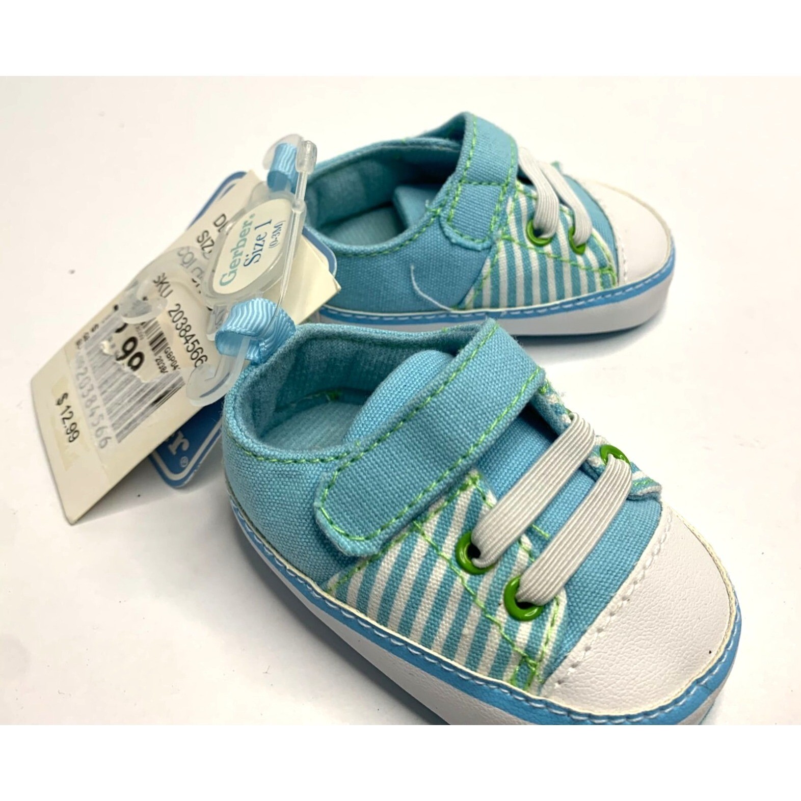 PONY Scarpe da ginnastica culla Gerber bambino bambino 1 blu chiaro slip on nuove