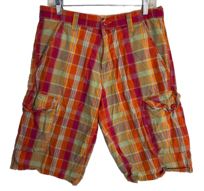 VTG Levi's Cargo Shorts Mens 32 Silvertab Plaid Multicolor Y2K Baggy 31 x 12