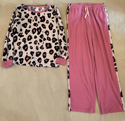 Cuddl Duds Pajama Set Small Womens Fleece Animal Print Pink