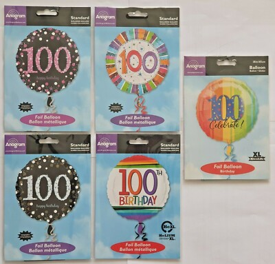 Anagramm 100. Geburtstag / Alter 100 Helium Ballon Auswahl aus 5 Designs
