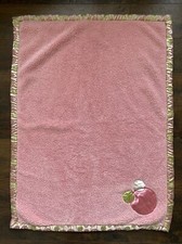 Bananafish Pink Baby Blanket Polka Dot Trim Embroidered Satin Circles Green D8