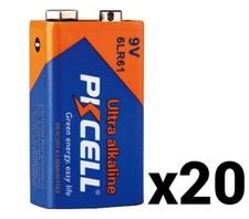 20 TWENTY PKCELL ALKALINE 9V BATTERIES 9 VOLT 6LR61 EN22 NEW EXP 12-2033