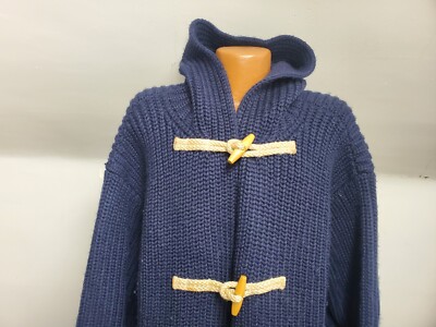 ジャケット・アウター Polo Ralph Lauren Navy Wool Duffle Coat Vintage Polo Ralph Lauren Men's Hooded Toggle Coat, Sz Large, Navy