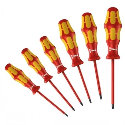 WERA Kraftform 6 Piece VDE 1000v Insulated TORX T8 To T25 Screwdriver Set,133356