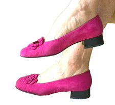VTG Saks Fifth Avenue Folio Collection Suede Pumps Heels Fuchsia Pink 7.5B 90s