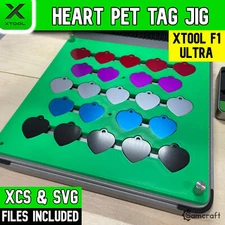 xTool F1 Ultra Heart Pet ID Tag Jig, Laser Jig, Laser Engraving Template, XCS