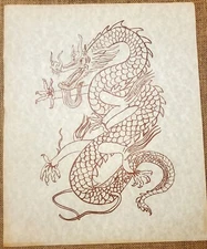Dragon Prints On Parchment Paper 1 Oriental And 1 European 