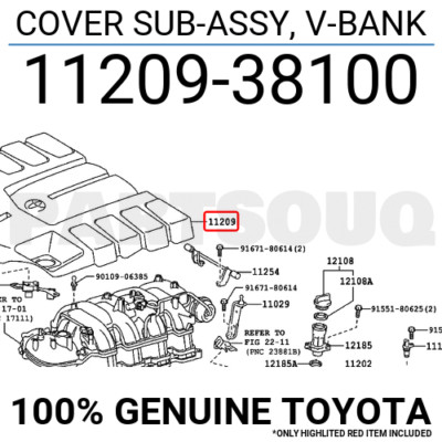 n 1120938100 Genuine Toyota COVER SUB-ASSY, V-BANK 11209-38100 | eBay UK