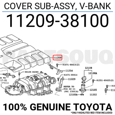 1120938100 Genuine Toyota COVER SUB-ASSY, V-BANK 11209-38100 | eBay