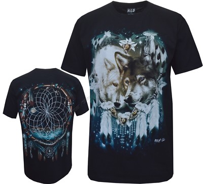 Neu Wolf Traumfänger Wölfe Biker Indianer Indianer T-Shirt M - 3XL