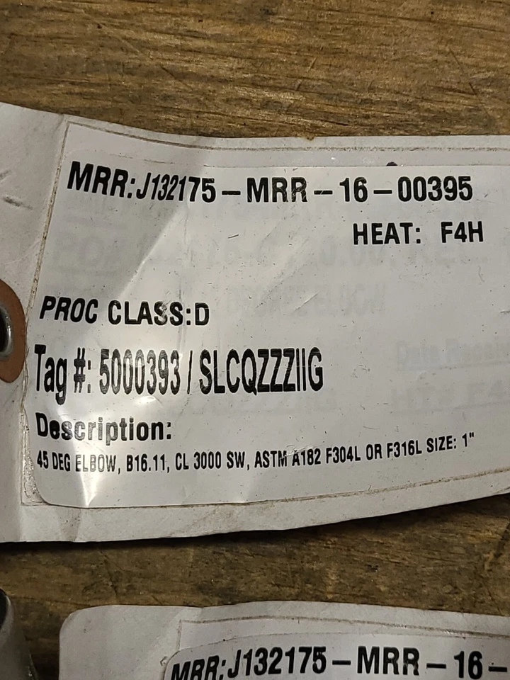 (2)1" 3000# Socket-Weld 45° Elbow 304/L SS Pipe Fittings..LOT OF 2..PENN - Image 2 of 4