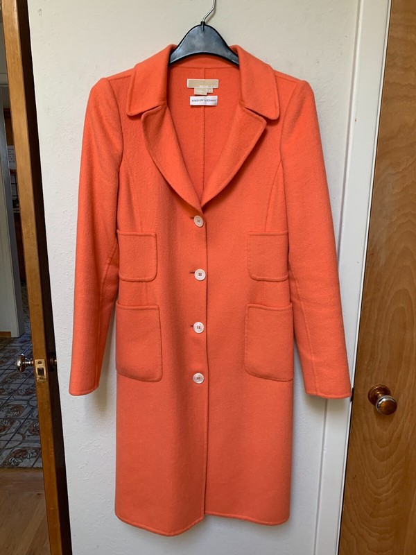 Stunning Italy Orange Bergdorf Goodman  Michael Kors wool  coat XS