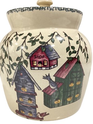 8  Cookie Jar Canister Birdhouse Replacement Home & Garden Stoneware